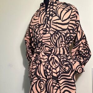 By Anthropologie 'like new' African-Type Print Tunic Krinkle Fabric Camel/Black